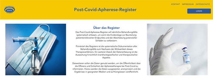 Homepage of the Post-Covid Apheresis Register